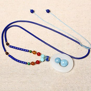 Wholesale Xinjiang Kangwa Natural Stone Necklace Gourd Safety Button Pendant Lucky for Women Men Sweater Chain Necklace Jewelry