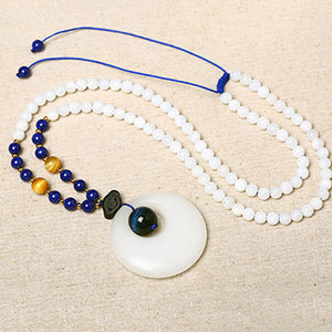 Wholesale Xinjiang Kangwa Natural Stone Necklace Gourd Safety Button Pendant Lucky for Women Men Sweater Chain Necklace Jewelry