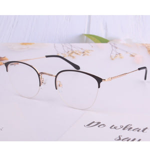round optical frames half rim glasses women gold gun wine can put prescription myopia lens super light 2023 hot