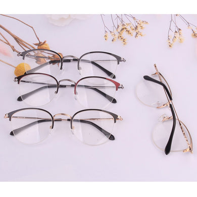 round optical frames half rim glasses women gold gun wine can put prescription myopia lens super light 2023 hot