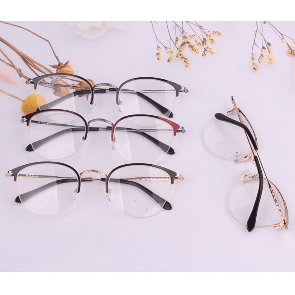 round optical frames half rim glasses women gold gun wine can put prescription myopia lens super light 2023 hot