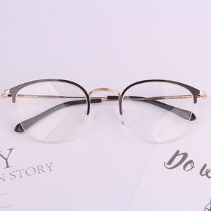 round optical frames half rim glasses women gold gun wine can put prescription myopia lens super light 2023 hot