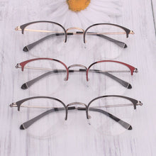 Carica l&#39;immagine nel visualizzatore di Gallery, round optical frames half rim glasses women gold gun wine can put prescription myopia lens super light 2023 hot