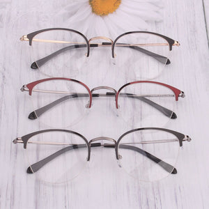 round optical frames half rim glasses women gold gun wine can put prescription myopia lens super light 2023 hot