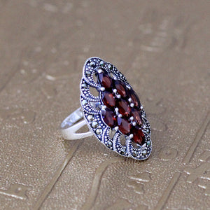 Wholesale nine sterling silver jewelry silver S925 sub Garnet Ring female heart