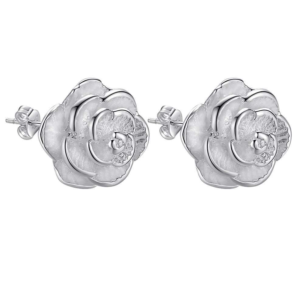 Wholesale silver plated Earring for woman ladies fashion jewelry bright peony flowers /augajlna alrajcya AE283