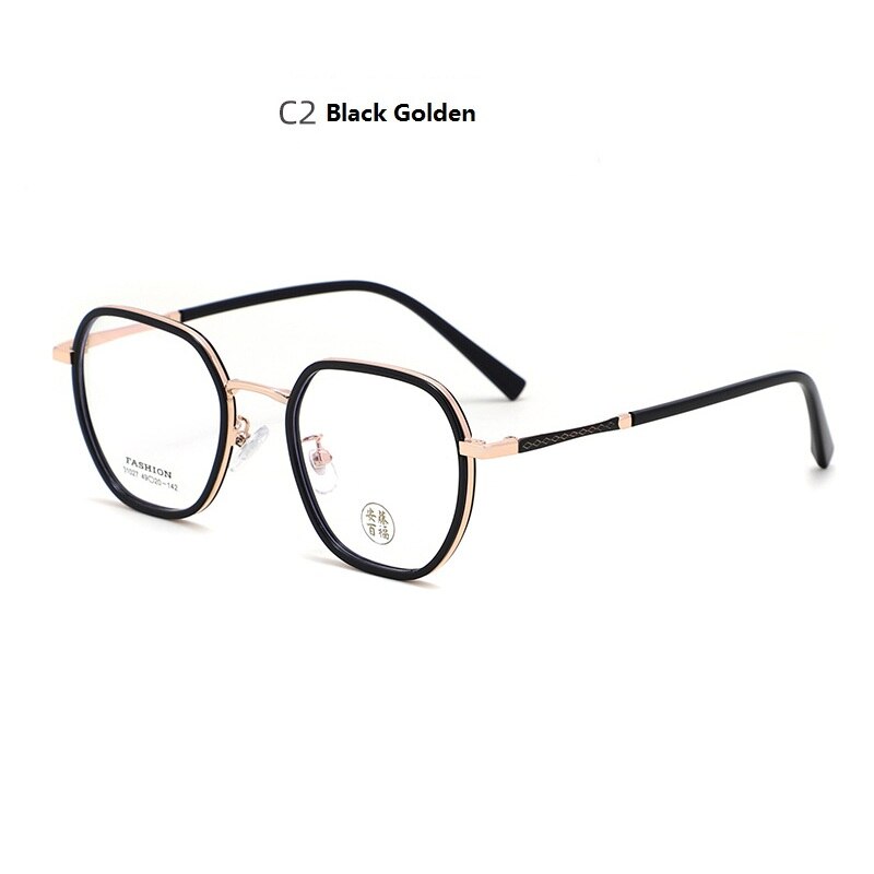 Width-137 T31027 Transparent Metal Full Frame Retro Myopic Optical Flat Spectacle Frame Goggles Women's Small Frame