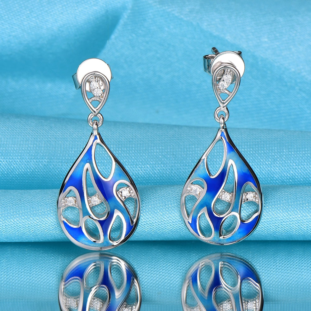 Bohemian Water Drop Enamel Earrings For Women 925 Sterling Silver Earring Engagement Party Jewelry pendientes plata 925