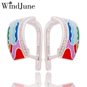 Enamel Rainbow Engagement Earring for Women 925 Silver Earring Jewelry Pendientes Largos boucle d'oreille ethnique