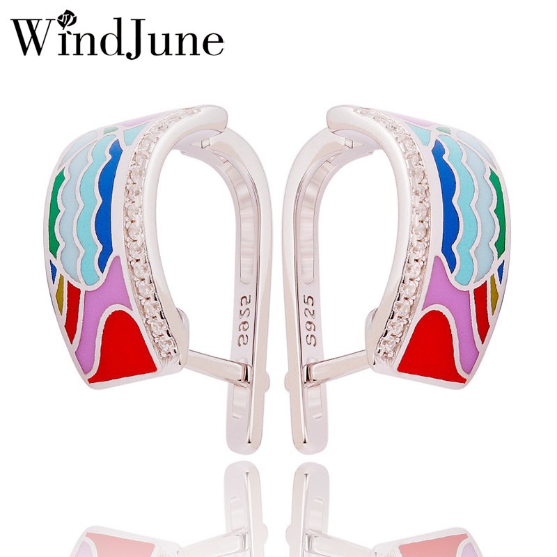 Enamel Rainbow Engagement Earring for Women 925 Silver Earring Jewelry Pendientes Largos boucle d'oreille ethnique