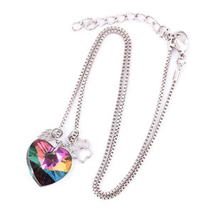 Wings Hollow Dog Claw Heart Colorful Glass Pendant Necklace Crystal Pendant Necklace 2018 Rainbow Color Pendants Paw For Lover