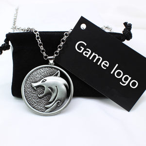 Wizard 3 Wild Hunt Game pendant necklace Geralt animal metal link chain wolf head necklace steam 1 bag 1 card original quality