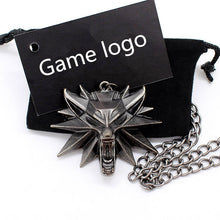 Load image into Gallery viewer, Wizard 3 Wild Hunt Game pendant necklace Geralt animal metal link chain wolf head necklace steam 1 bag 1 card original quality