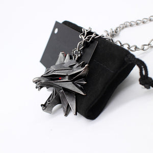 Wizard 3 Wild Hunt Game pendant necklace Geralt animal metal link chain wolf head necklace steam 1 bag 1 card original quality