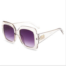 Load image into Gallery viewer, Woman blue big face sunglasses Gilded letters wide-leg sunshade mirror Modified face color changing mirror glasses