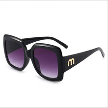 Load image into Gallery viewer, Woman blue big face sunglasses Gilded letters wide-leg sunshade mirror Modified face color changing mirror glasses
