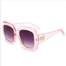 Load image into Gallery viewer, Woman blue big face sunglasses Gilded letters wide-leg sunshade mirror Modified face color changing mirror glasses