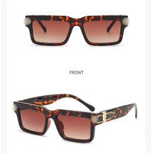 Load image into Gallery viewer, Woman leopard glasses Rectangular wide face color changing mirror Men's and women's outdoor leisure sunshade mirror