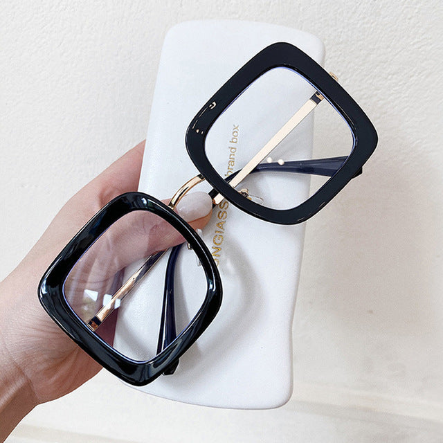Women Anti Blue Light Computer Glasses  Brand Designer Oversized Square Eyeglasses Eyewear Optical Frames UV400