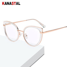 Load image into Gallery viewer, Women Anti-blue Ray Blocking Glasses TR90 Metal Cat Eye Bicolor Frame Eyewear Ladies Computer Myopia Prescription Glasses Frame