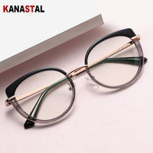 Load image into Gallery viewer, Women Anti-blue Ray Blocking Glasses TR90 Metal Cat Eye Bicolor Frame Eyewear Ladies Computer Myopia Prescription Glasses Frame