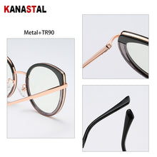 Load image into Gallery viewer, Women Anti-blue Ray Blocking Glasses TR90 Metal Cat Eye Bicolor Frame Eyewear Ladies Computer Myopia Prescription Glasses Frame