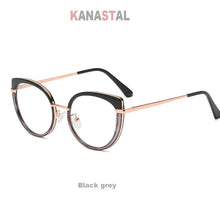 Load image into Gallery viewer, Women Anti-blue Ray Blocking Glasses TR90 Metal Cat Eye Bicolor Frame Eyewear Ladies Computer Myopia Prescription Glasses Frame