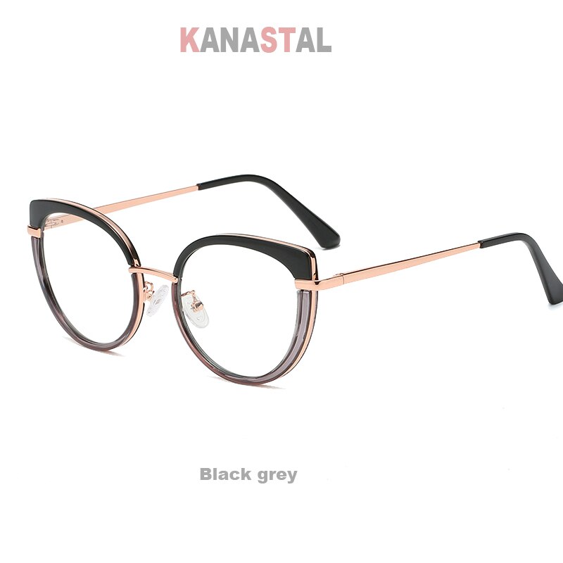 Women Anti-blue Ray Blocking Glasses TR90 Metal Cat Eye Bicolor Frame Eyewear Ladies Computer Myopia Prescription Glasses Frame