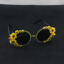 Load image into Gallery viewer, Women Baroque Designer Women Girls Rhinestone Crystal Sunglasses Retro Decor Floral Flower Sunglasses Summer Beach Glasses