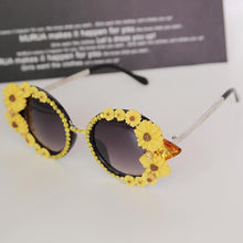 Load image into Gallery viewer, Women Baroque Designer Women Girls Rhinestone Crystal Sunglasses Retro Decor Floral Flower Sunglasses Summer Beach Glasses