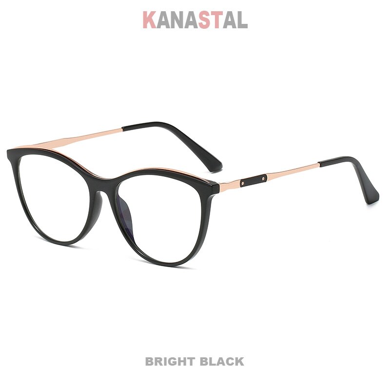 Women Blue Light Blocking Glasses Frame TR90 Metal Cateye Frame Eyeglass Men Computer Prescription Optical Eyewear Trend  WB603