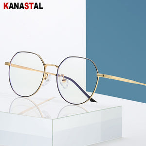 Women Blue Light Blocking Glasses Literary Metal Frame Eyewear Men Computer Eyeglasses Frames Myopia Hyperopia Reading Glasses