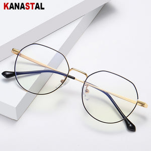 Women Blue Light Blocking Glasses Literary Metal Frame Eyewear Men Computer Eyeglasses Frames Myopia Hyperopia Reading Glasses