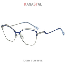 Load image into Gallery viewer, Women Blue Light Blocking Glasses Metal Cateye Splicing Frame Men Computer Eyeglass Prescription Optical Eyewear Frame Trend