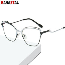 Load image into Gallery viewer, Women Blue Light Blocking Glasses Metal Cateye Splicing Frame Men Computer Eyeglass Prescription Optical Eyewear Frame Trend