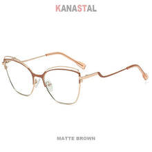 Load image into Gallery viewer, Women Blue Light Blocking Glasses Metal Cateye Splicing Frame Men Computer Eyeglass Prescription Optical Eyewear Frame Trend