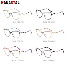 Load image into Gallery viewer, Women Blue Light Blocking Glasses Metal Cateye Splicing Frame Men Computer Eyeglass Prescription Optical Eyewear Frame Trend