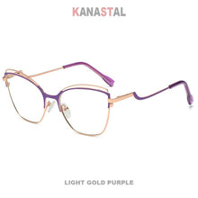 Load image into Gallery viewer, Women Blue Light Blocking Glasses Metal Cateye Splicing Frame Men Computer Eyeglass Prescription Optical Eyewear Frame Trend
