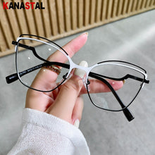 Load image into Gallery viewer, Women Blue Light Blocking Glasses Metal Cateye Splicing Frame Men Computer Eyeglass Prescription Optical Eyewear Frame Trend