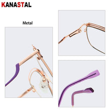Load image into Gallery viewer, Women Blue Light Blocking Glasses Metal Cateye Splicing Frame Men Computer Eyeglass Prescription Optical Eyewear Frame Trend