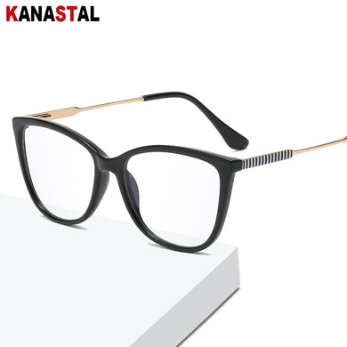 Women Blue Light Blocking Glasses TR90 Metal Cateye Full Frame Ladies Computer Eyeglass Prescription Optical Eyewear Frame Trend