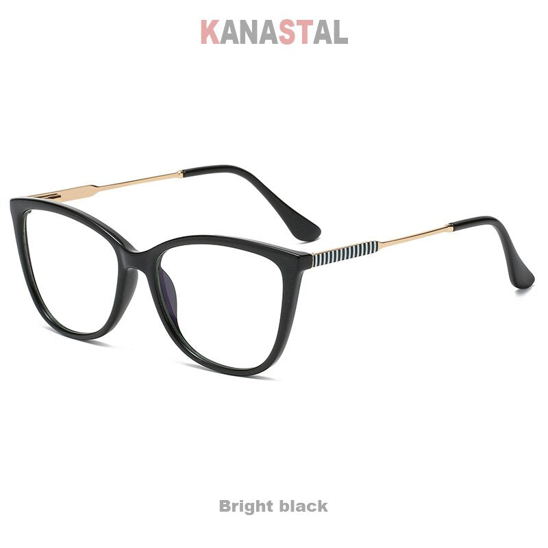 Women Blue Light Blocking Glasses TR90 Metal Cateye Full Frame Ladies Computer Eyeglass Prescription Optical Eyewear Frame Trend