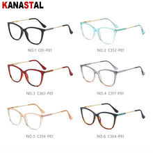 Load image into Gallery viewer, Women Blue Light Blocking Glasses TR90 Metal Cateye Full Frame Ladies Computer Eyeglass Prescription Optical Eyewear Frame Trend