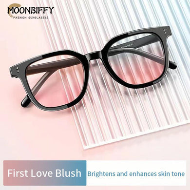 Women Blush Gradient Glasses Face Decorative Sunglasses Girls Korean Style Cute Shades Eyewear Anti Blue Light UV400