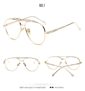 Women Designer eyeglasses Gold or Sliver Big Women Classic Eyeglasses Frame Men Brand Designer Retro Computer Glasses D