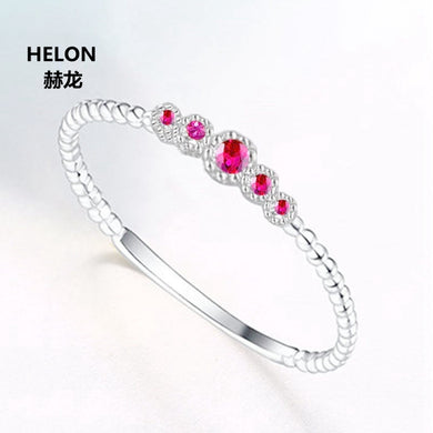 Women Engagement Wedding Ring for Women Solid 14k Rose Gold Anniversary Natural Ruby Ring Fine Party