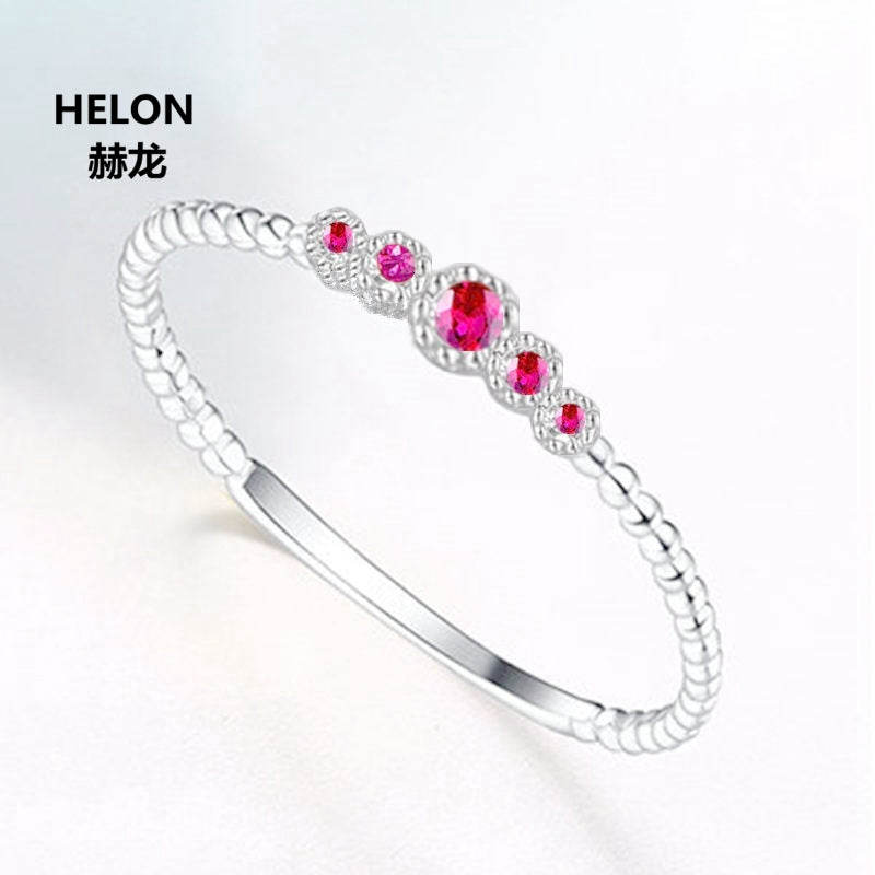Women Engagement Wedding Ring for Women Solid 14k Rose Gold Anniversary Natural Ruby Ring Fine Party