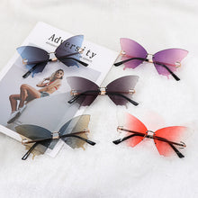 Load image into Gallery viewer, Women Butterfly Sunglasses UV Protection Sun Glasses Vintage Metal Rimless Sunglasses Street Trendy Punk Eyewear