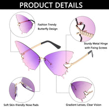 Load image into Gallery viewer, Women Butterfly Sunglasses UV Protection Sun Glasses Vintage Metal Rimless Sunglasses Street Trendy Punk Eyewear