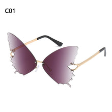 Load image into Gallery viewer, Women Butterfly Sunglasses UV Protection Sun Glasses Vintage Metal Rimless Sunglasses Street Trendy Punk Eyewear